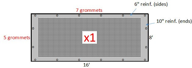Mesh Tarp - 16' x 8' with Grommets