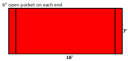 Asphalt Tarp 16' x 7' (for End Dump) (RED 18oz Vinyl)